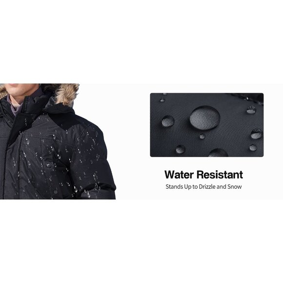 Mens Winter Hooded Parka Jacket With Reflective Stripes - Multiple Colors and Si - Picture 5 of 10